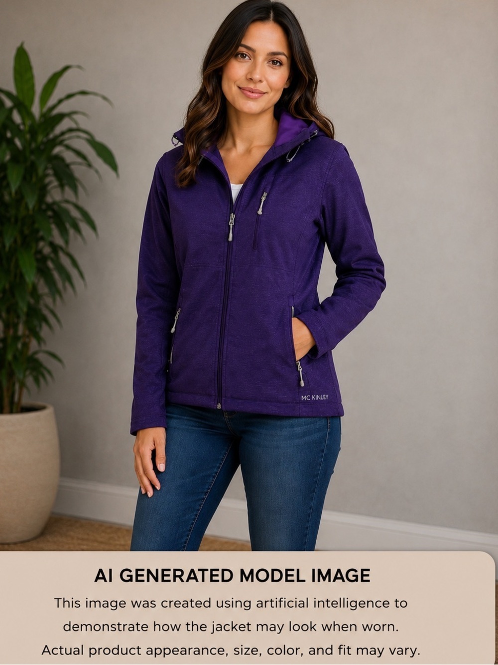 Double Diamond womens hooie Jacket Zip front Ski Snowboard Performance M Purple